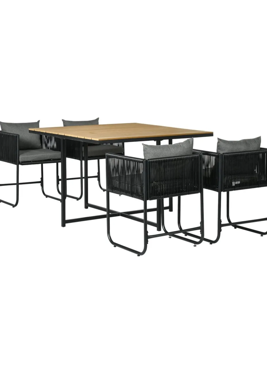 Outsunny Rattan Dining Set Rattan Cube Dining Sets with Spacesaving Design
