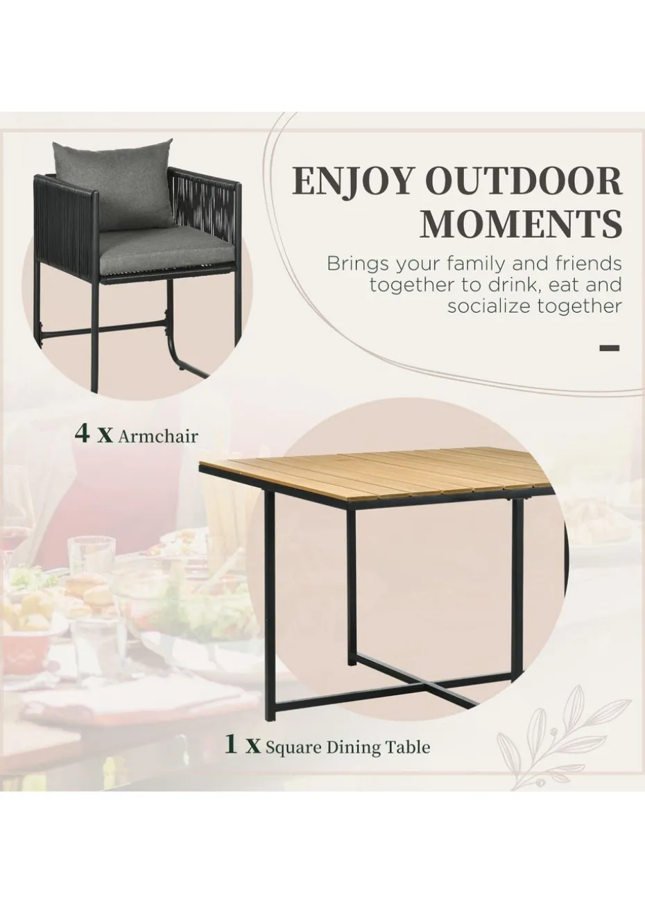 Outsunny Rattan Dining Set Rattan Cube Dining Sets with Spacesaving Design