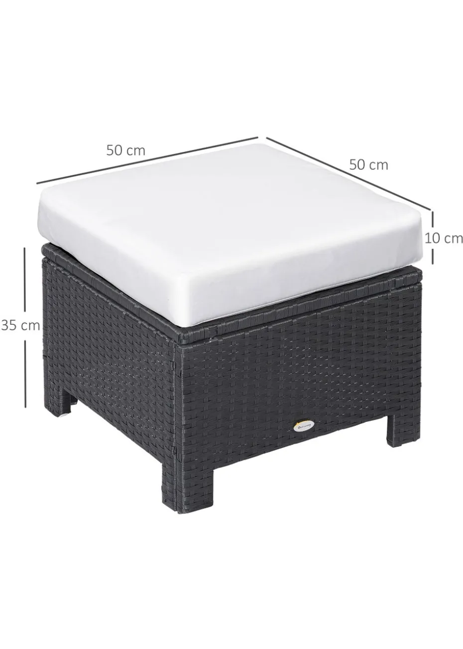Outsunny Rattan Footstool Wicker with Cushion