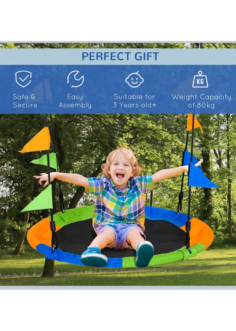 Outsunny Saucer Tree Swing with Metal Frame (100cm x 100cm x 180cm)