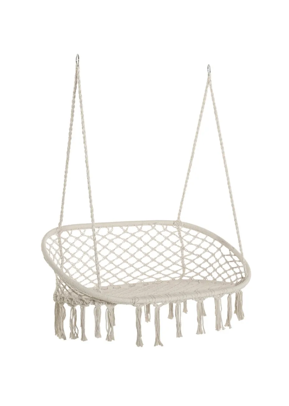 Outsunny 2-Seater Hanging Hammock Chair with Soft Cushion for Patio, Garden, Balcony, Living Room