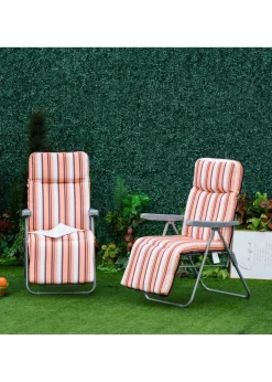 Outsunny Set of 2 Garden Patio Foldable Sun Recliners Loungers
