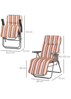 Outsunny Set of 2 Garden Patio Foldable Sun Recliners Loungers