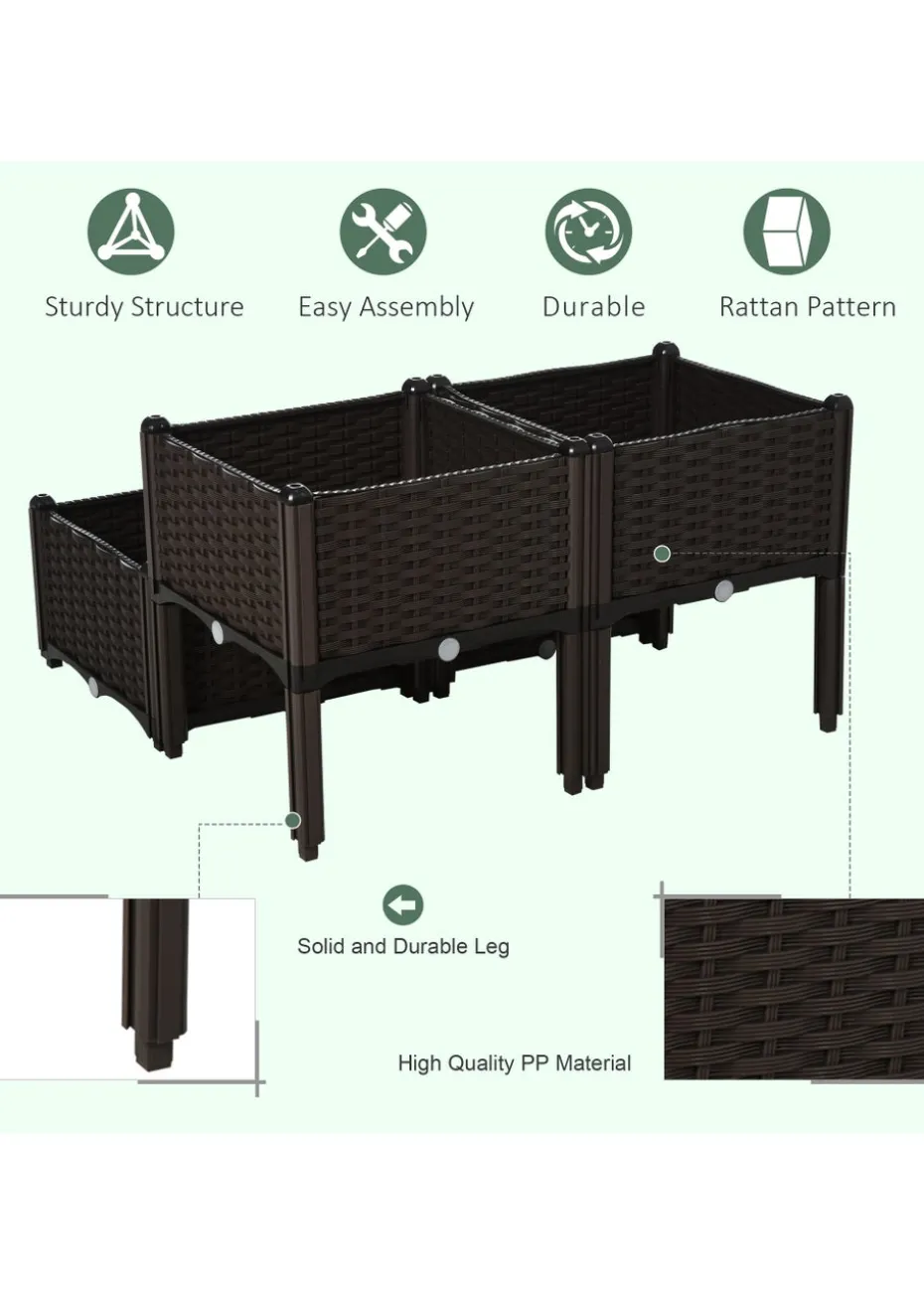 Outsunny Set of 4 26L Garden Raised Bed