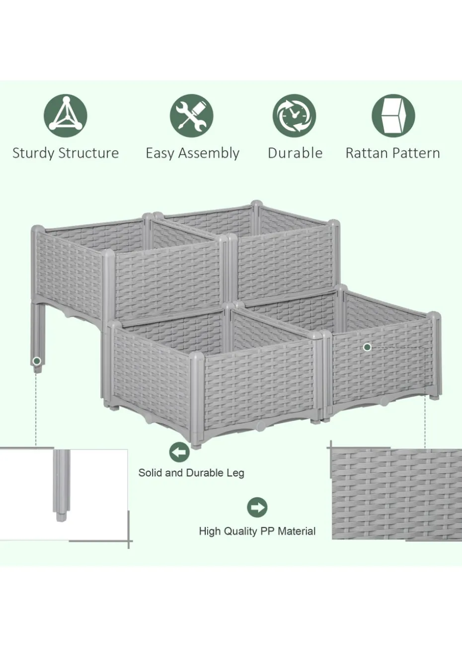 Outsunny Set of 4 26L Garden Raised Bed