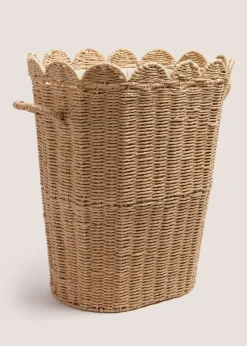Oval Scallop Edge Woven Laundry Basket