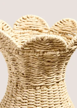 Oval Scallop Edge Woven Laundry Basket