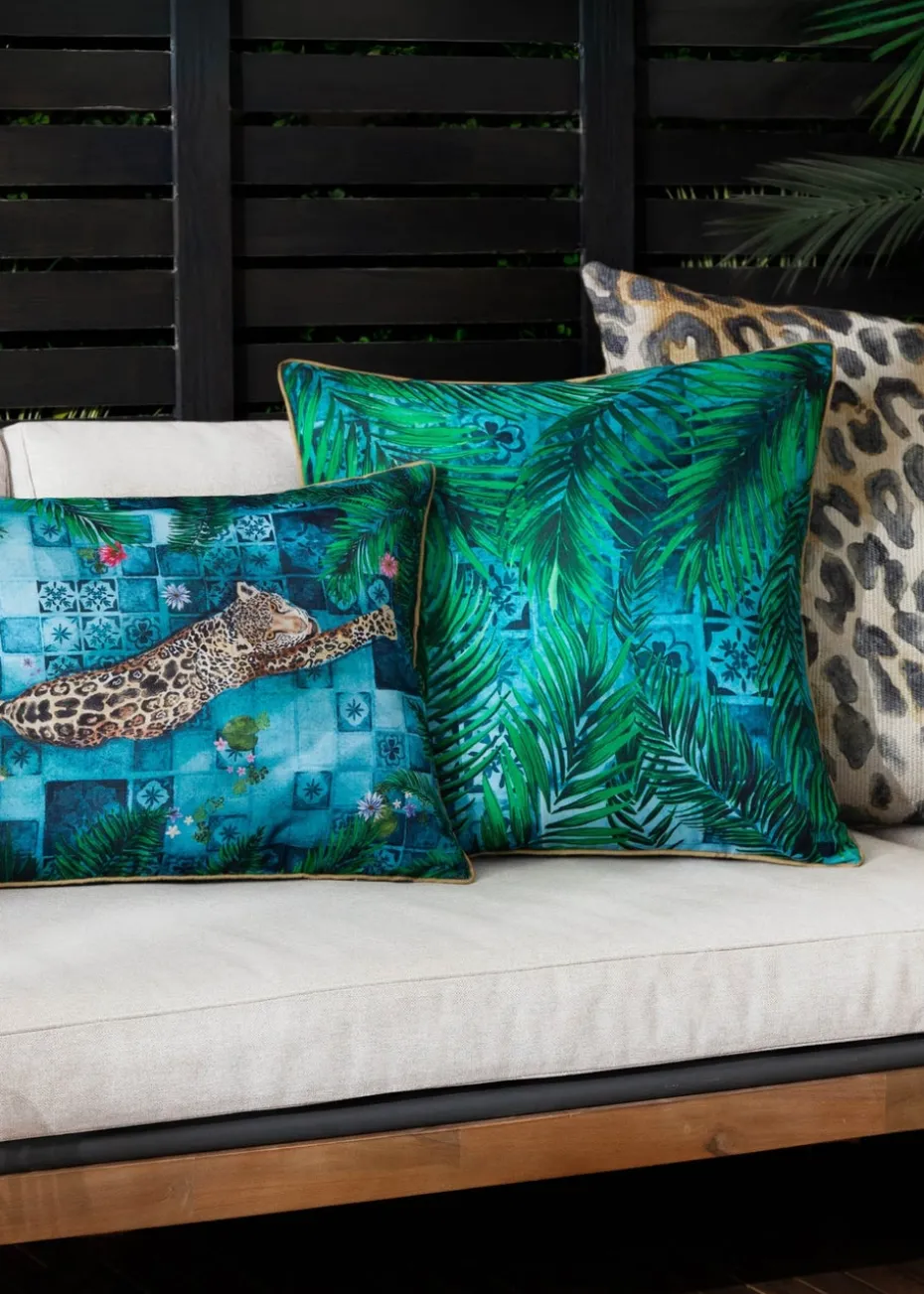 Paoletti Dark Blue Majorelle Palm Outdoor Outdoor Cushion
