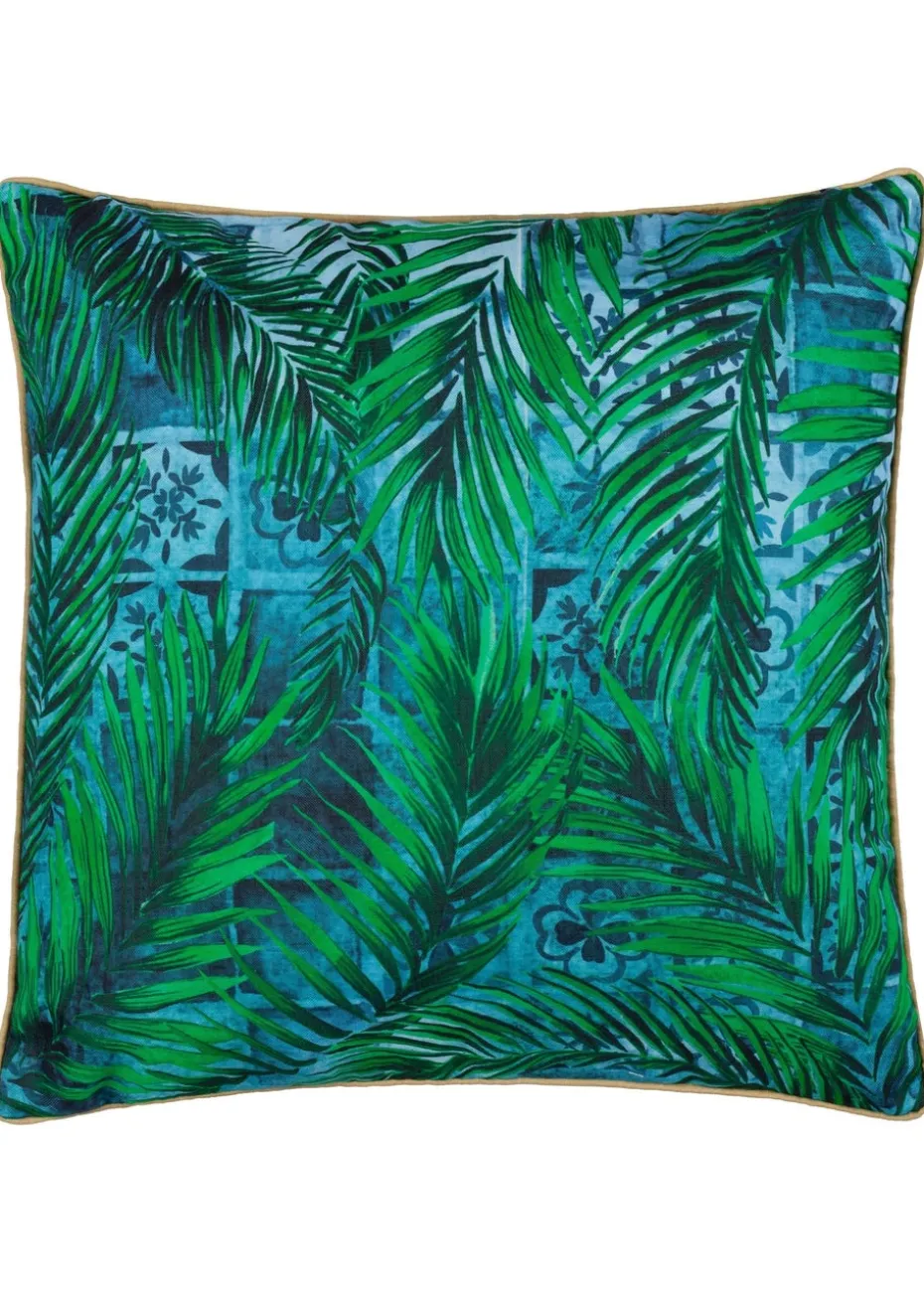 Paoletti Dark Blue Majorelle Palm Outdoor Outdoor Cushion
