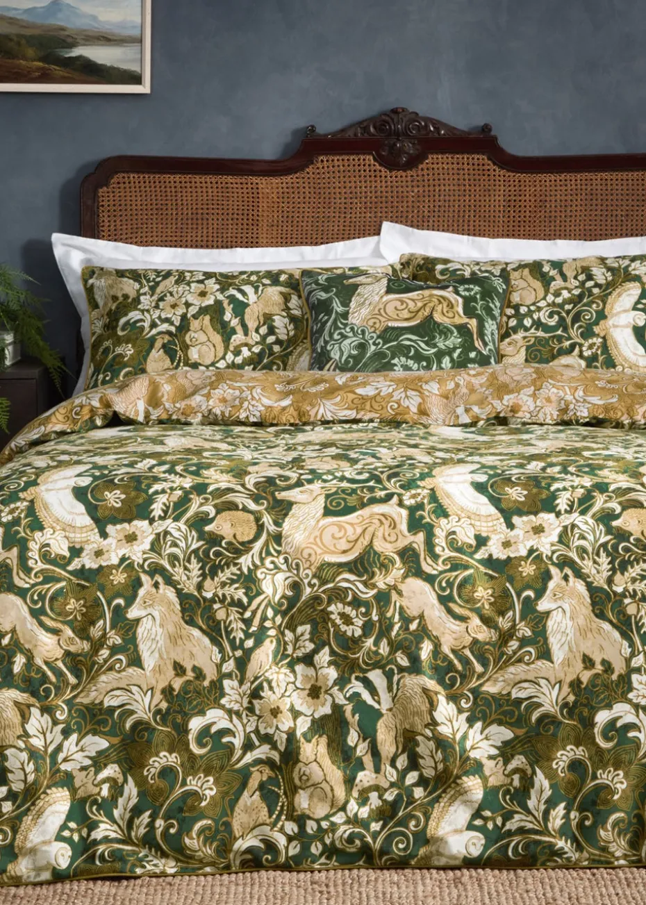Paoletti Harewood British Animal 100% Cotton Duvet Cover Set Emerald