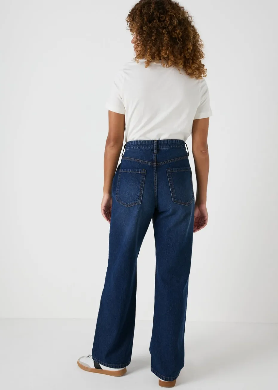 Papaya Petite Blue Mid Wash Relaxed Straight Jeans