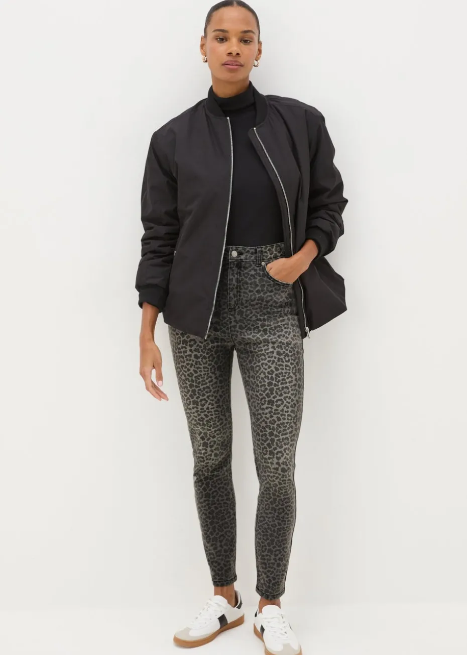 Papaya Petite Grey April Animal Skinny Jeans