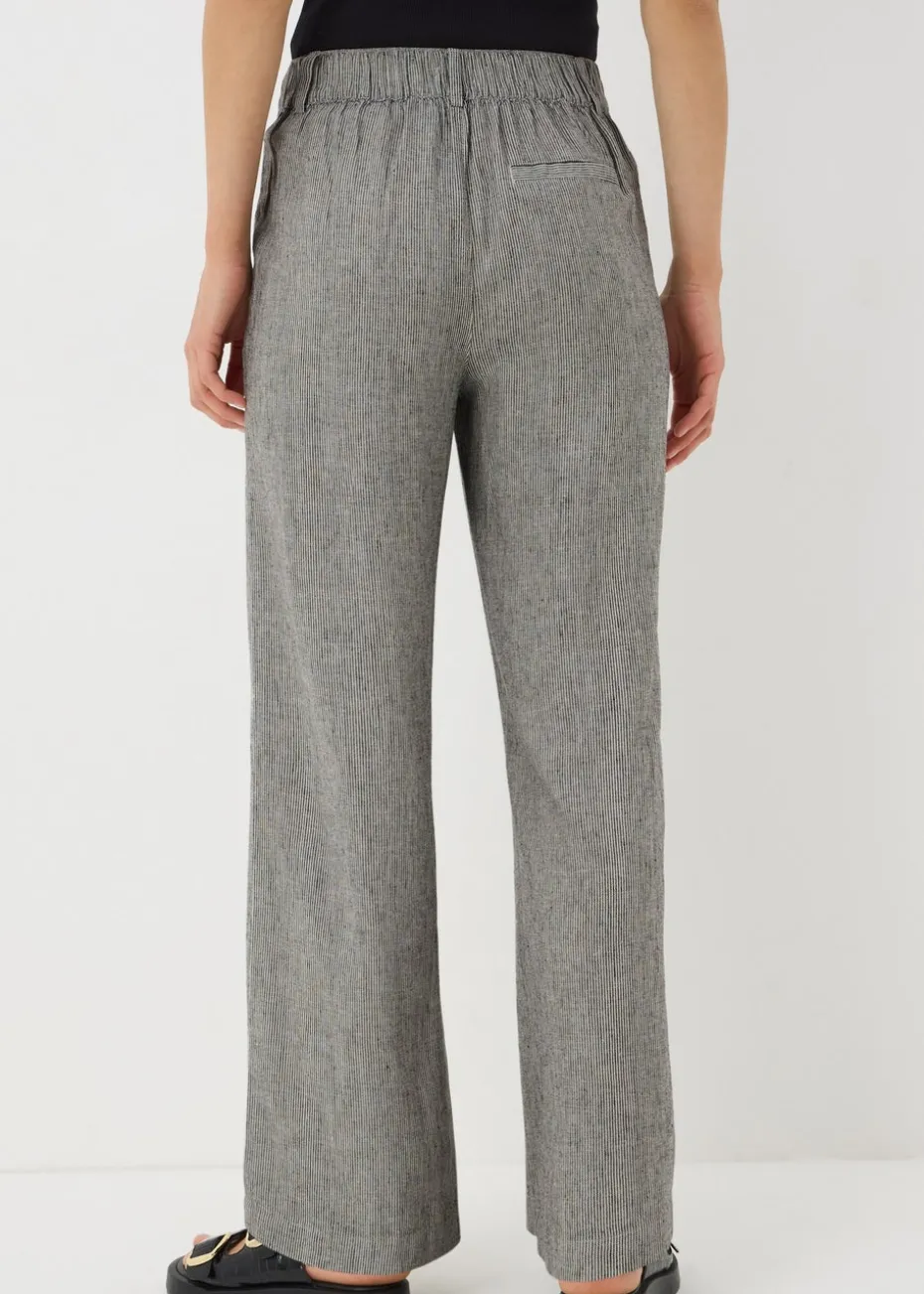 Papaya Petite Navy Stripe Linen Blend Wide Leg Trousers