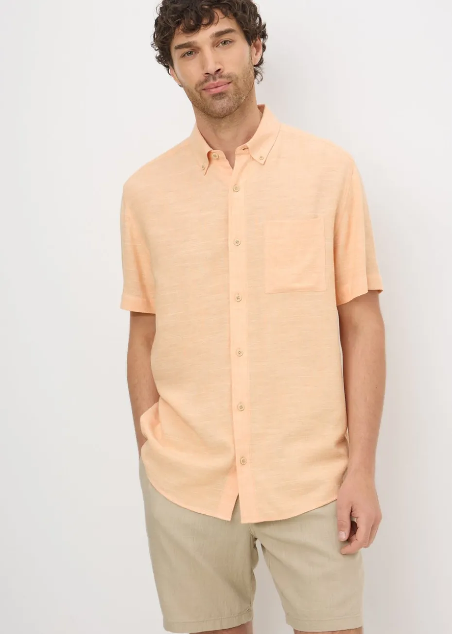 Peach Dyed Linen Blend Shirt