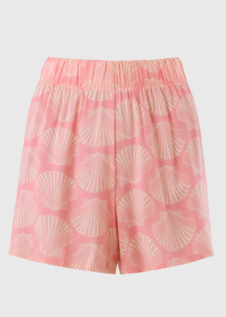Peach Shell Print Shorts