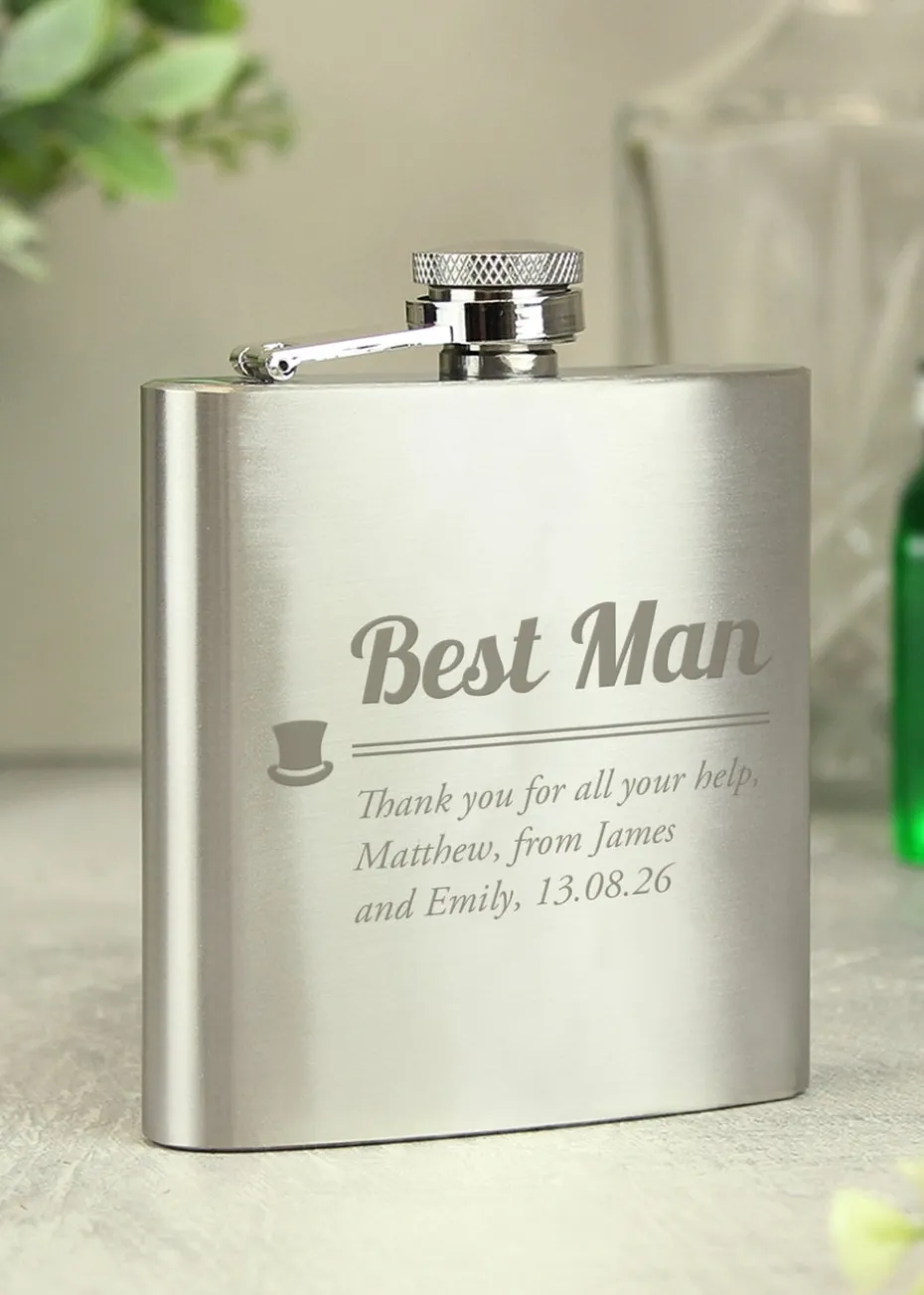 Personalised Best Man Hip Flask