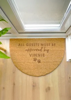 Personalised Memento Company Approved By The Pet Brown Half Moon Indoor Doormat