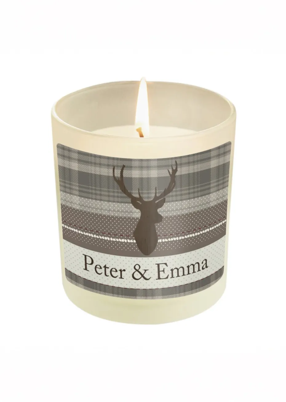 Personalised Memento Company Cream Highland Stag Scented Jar Candle