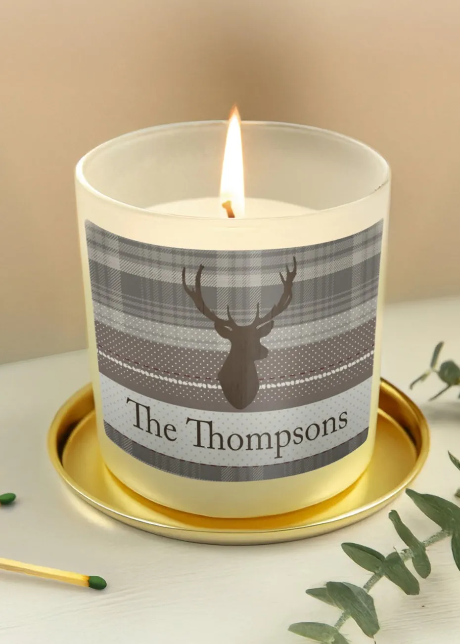 Personalised Memento Company Cream Highland Stag Scented Jar Candle
