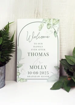 Personalised Memento Company Botanical Wedding White Metal Sign