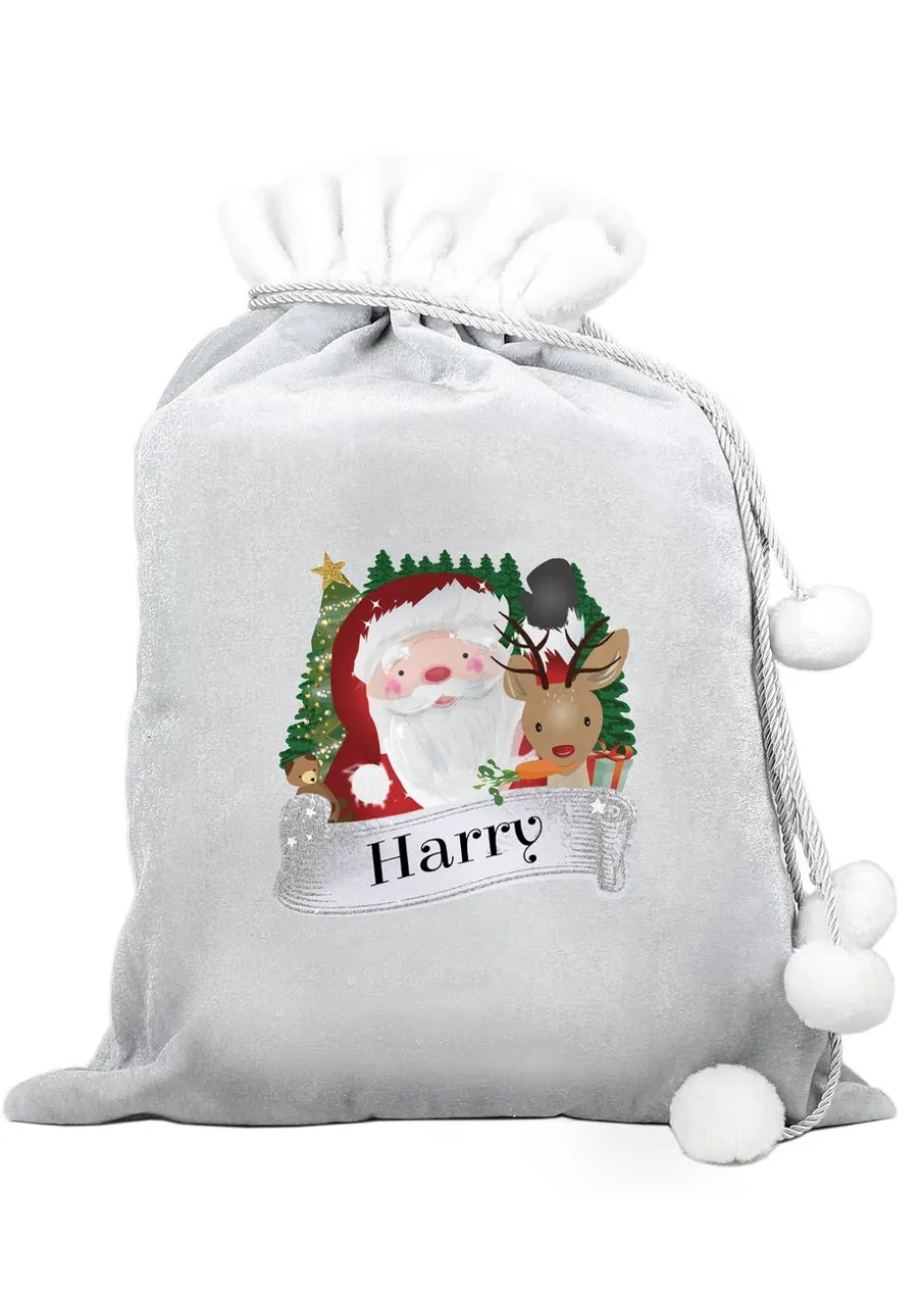 Personalised Memento Company Grey Christmas Santa Sack