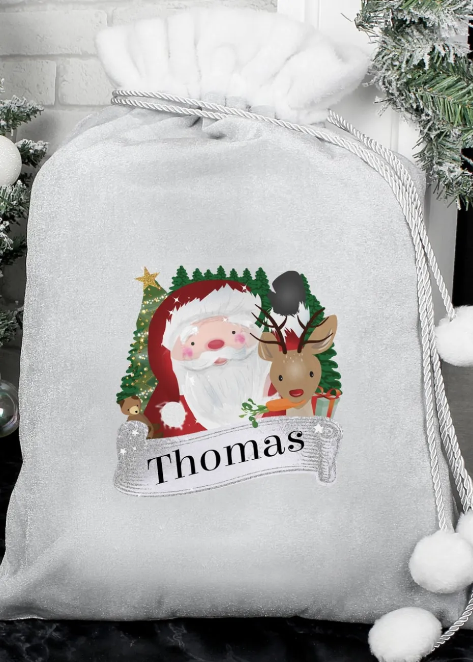 Personalised Memento Company Grey Christmas Santa Sack