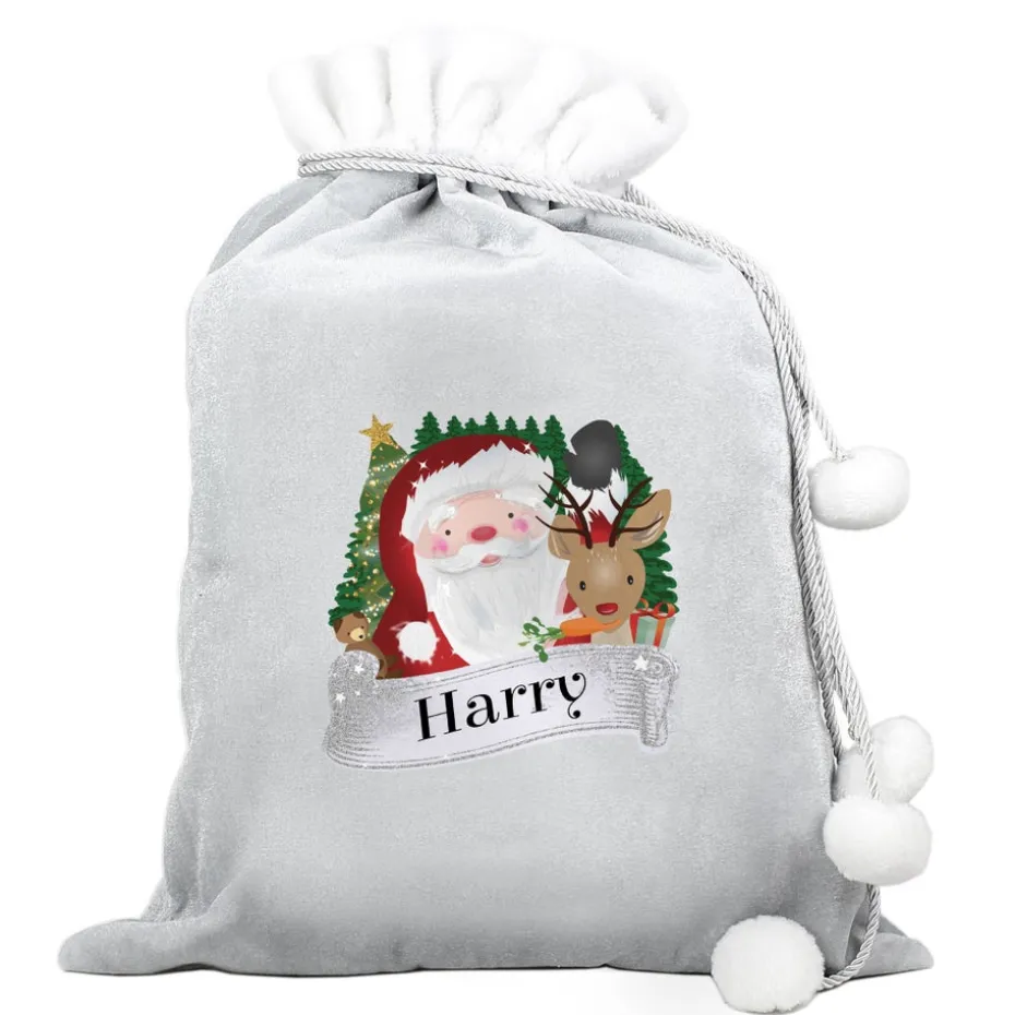 Personalised Memento Company Grey Christmas Santa Sack