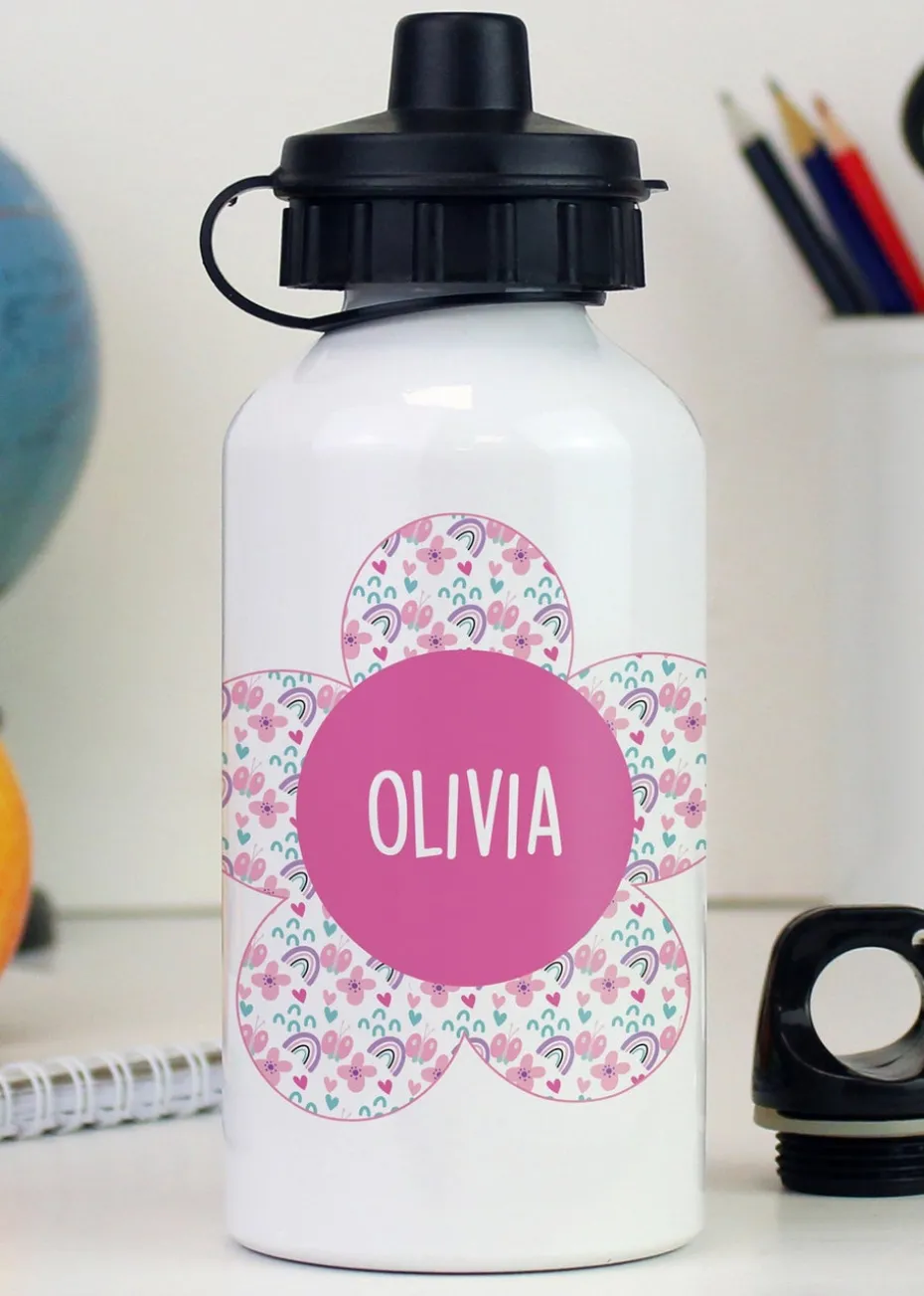 Personalised Memento Company White Flower Drinks Bottle