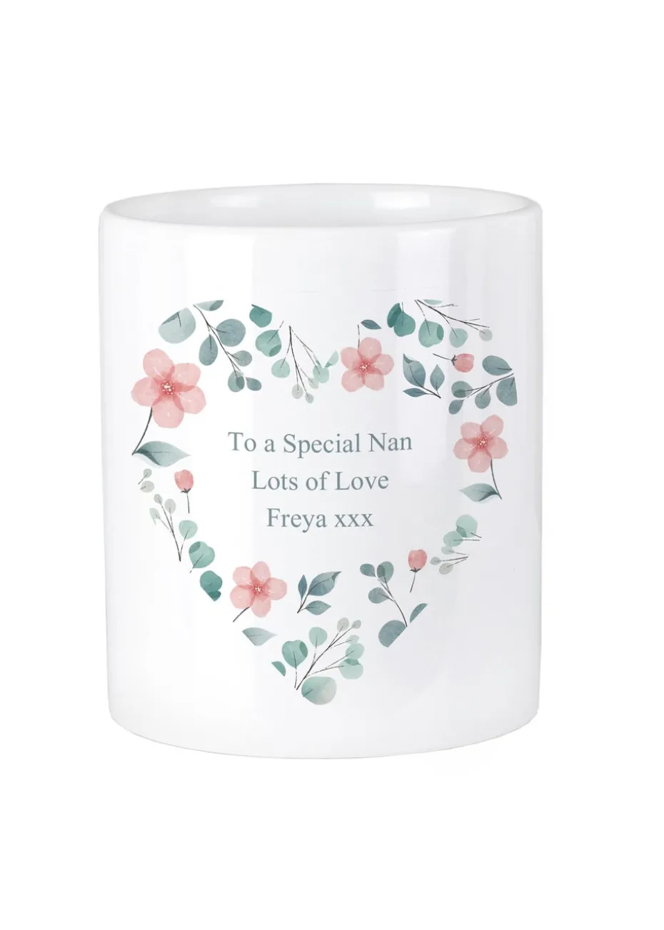 Personalised Memento Company Floral Heart White Ceramic Storage Pot