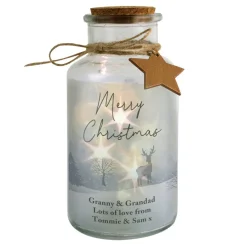 Personalised Memento Company Clear Merry Christmas LED Glass Jar