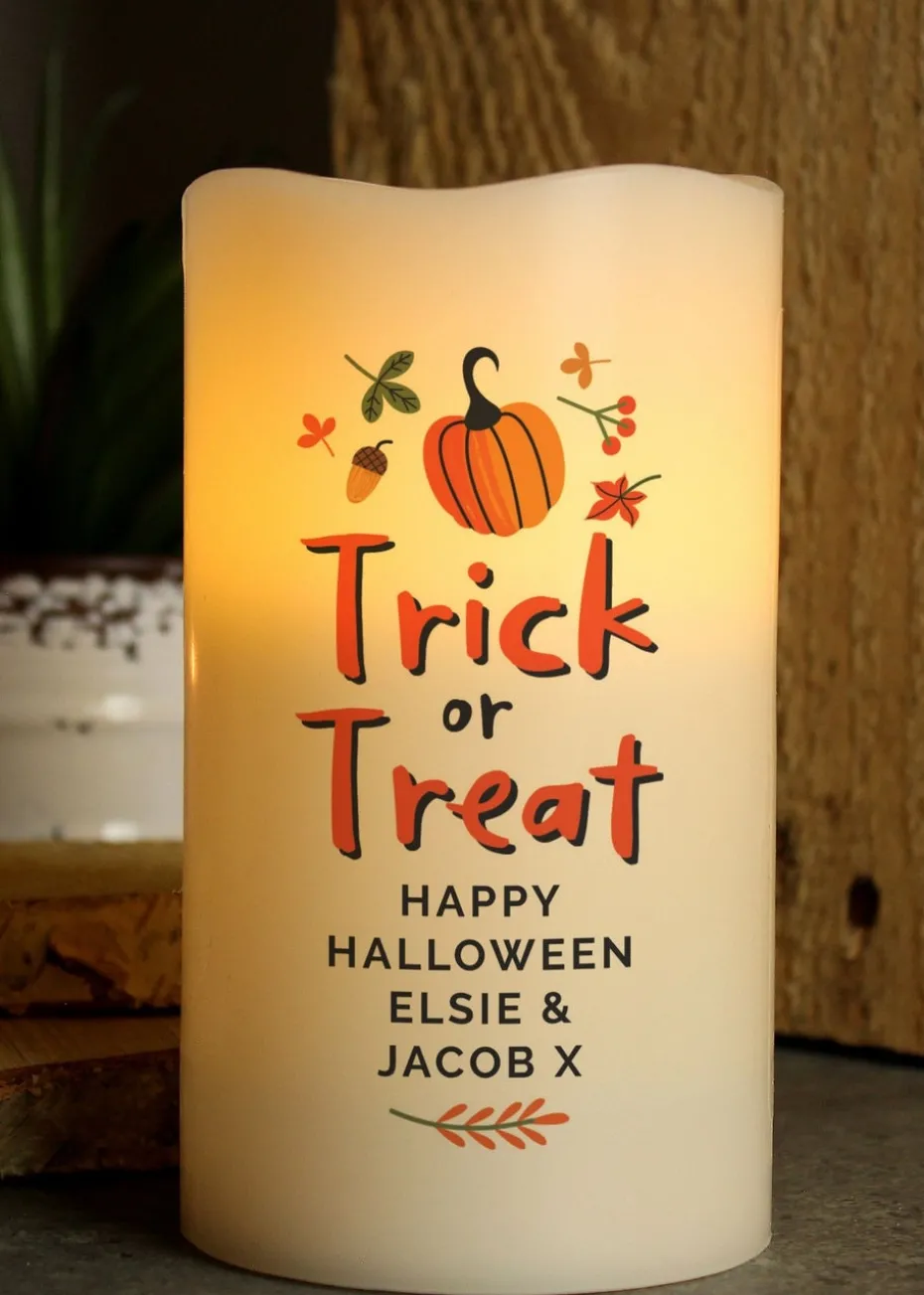 Personalised Memento Company Beige Trick or Treat LED Candle