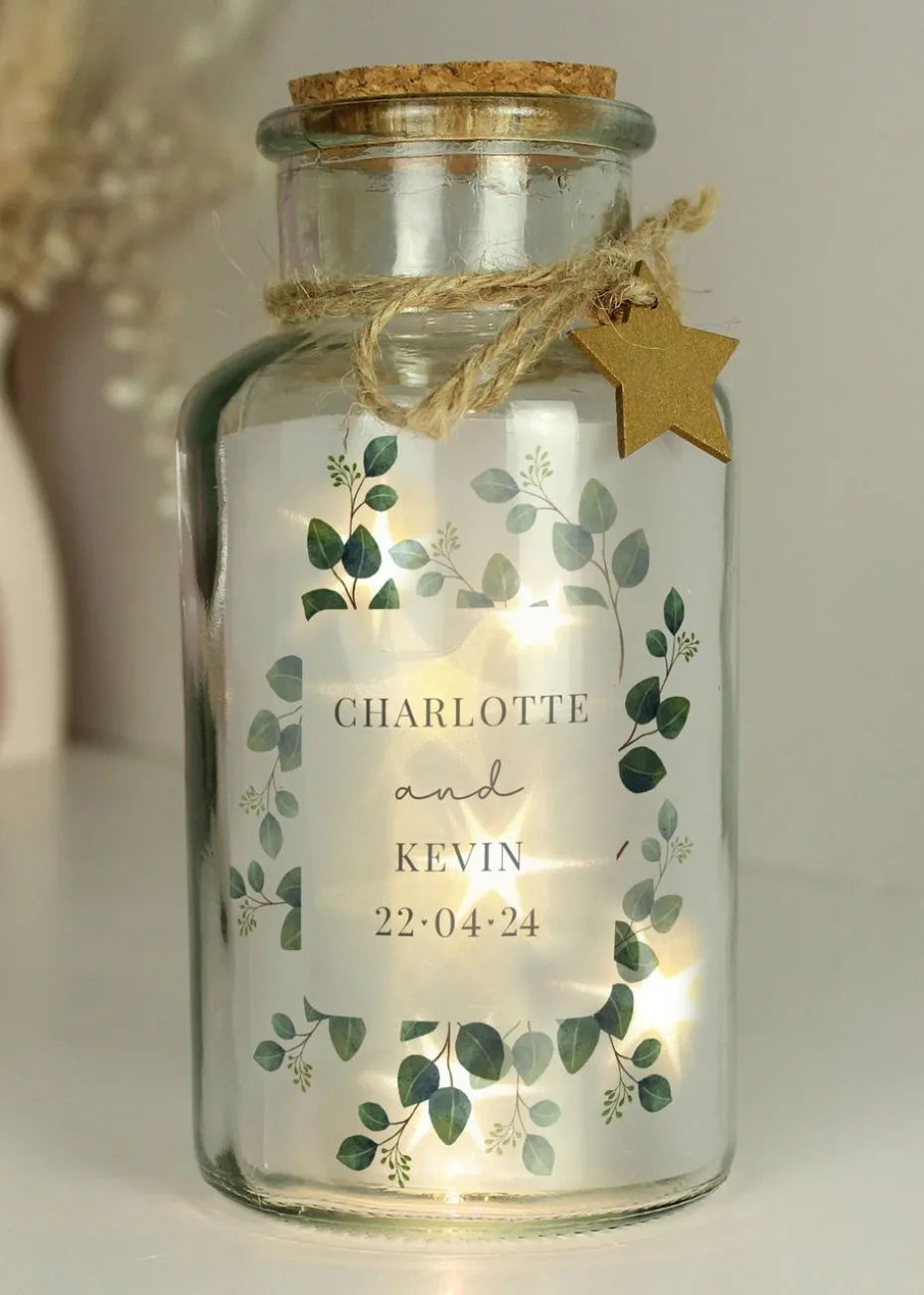 Personalised Memento Company Clear Botanical LED Glass Jar