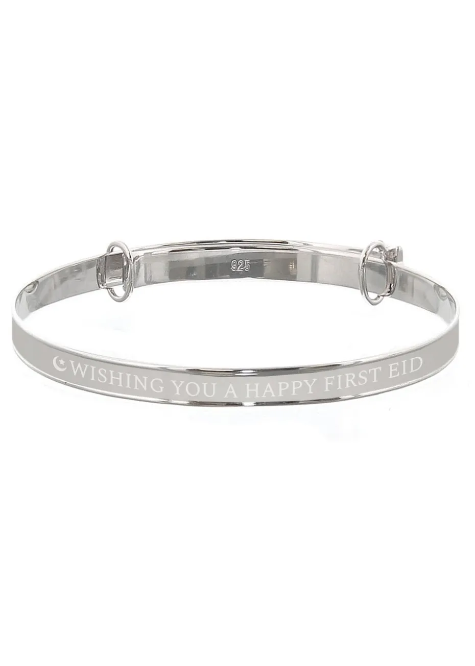 Personalised Memento Company Silver Eid Sterling Expanding Diamante Star Bracelet