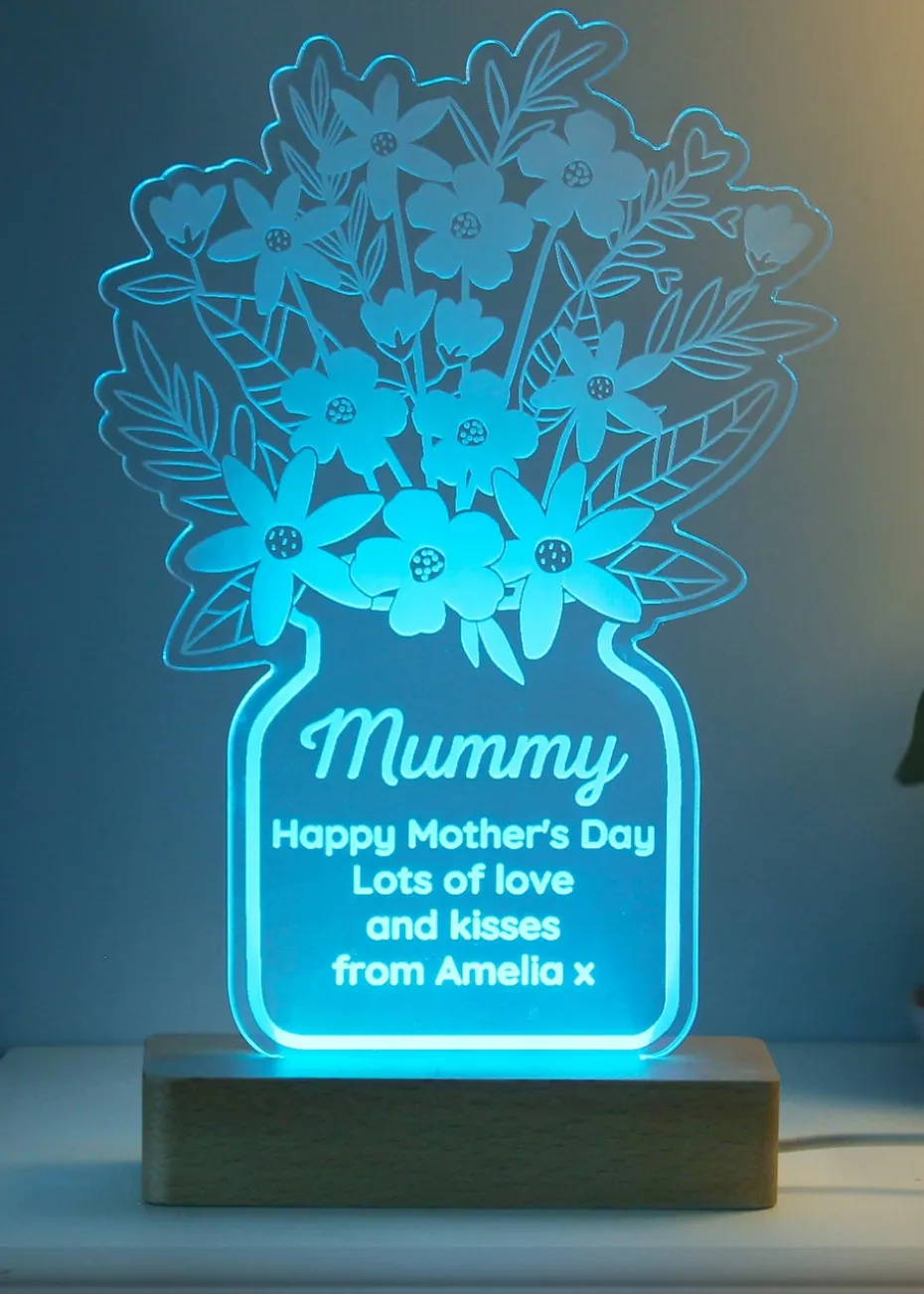 Personalised Memento Company Flower White LED Light Up Sign