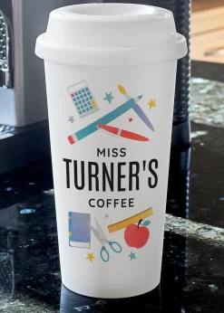 Personalised Memento Company White Teachers Insulated Reusable Eco Travel Cup