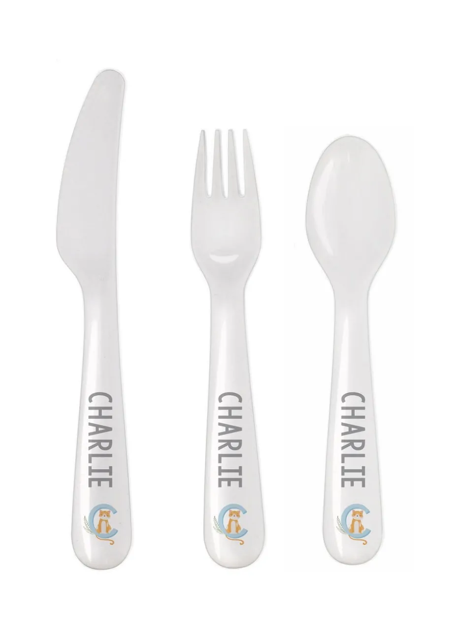 Personalised Memento Company White Animal Alphabet Plastic Cutlery