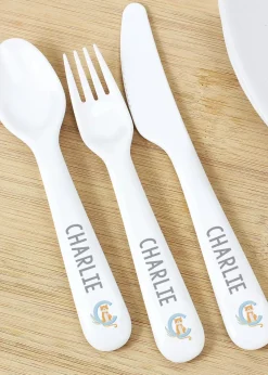 Personalised Memento Company White Animal Alphabet Plastic Cutlery