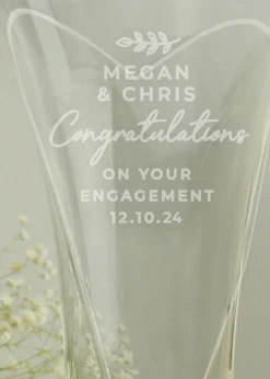 Personalised Memento Company Clear Free Text Botanical Hand Cut Diamante Heart Vase