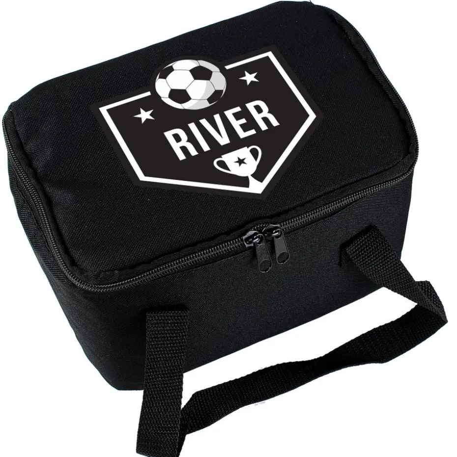 Personalised Memento Company Black Football Lunch Bag