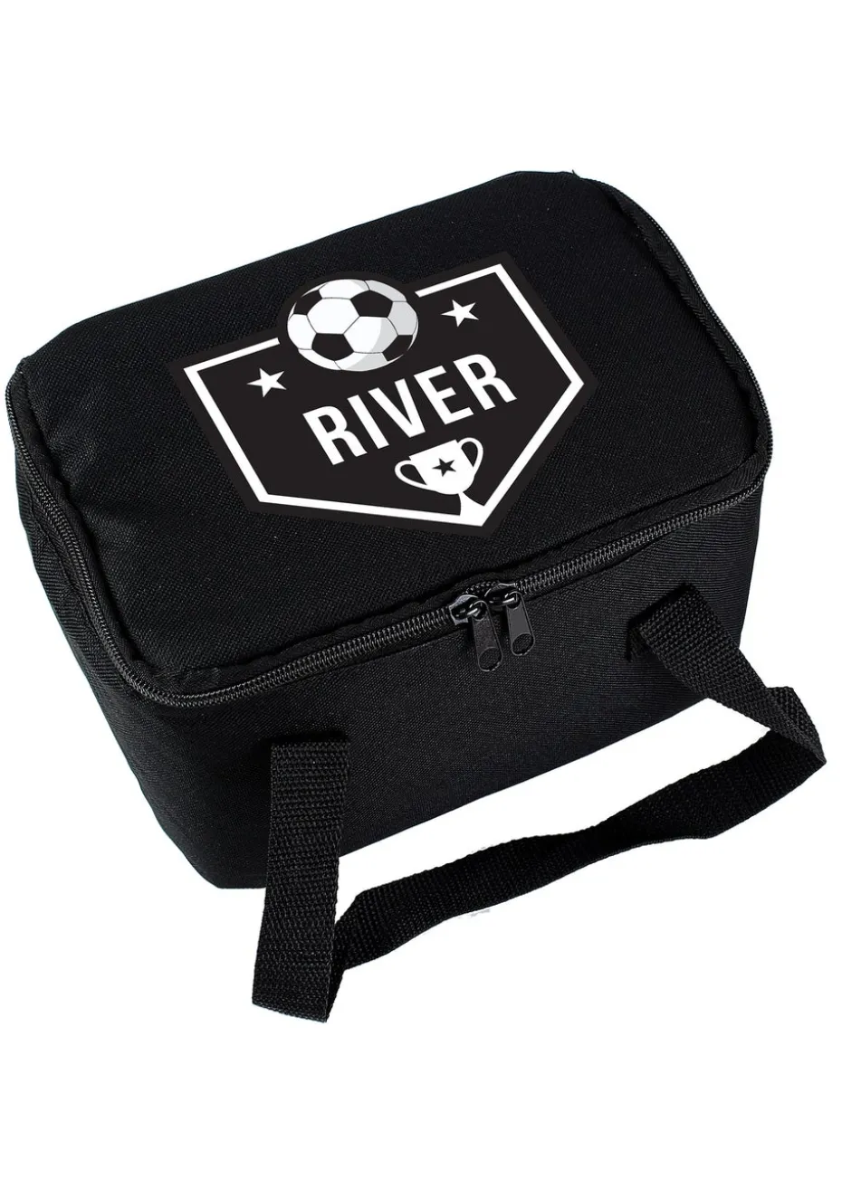 Personalised Memento Company Black Football Lunch Bag