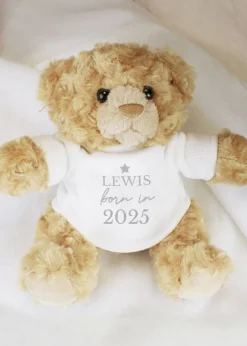 Personalised Memento Company Brown Born In Teddy Bear