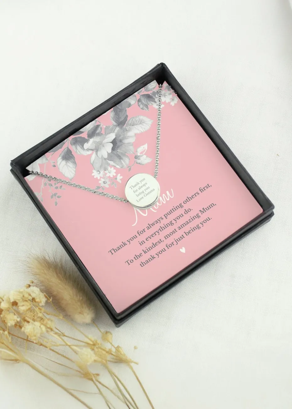 Personalised Memento Company Mum Sentiment Silver Tone Necklace & Box