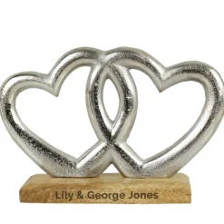 Personalised Memento Company Wood Double Heart Ornament