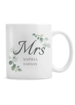 Personalised Memento Company White Botanical Mrs Mug