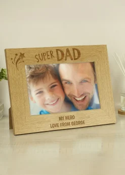 Personalised Memento Company Brown Super Dad Wooden Frame