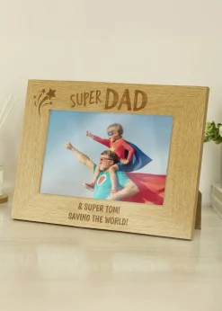 Personalised Memento Company Brown Super Dad Wooden Frame