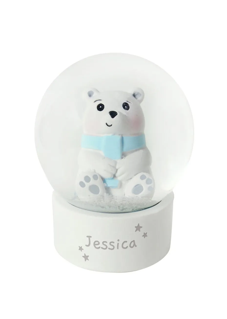 Personalised Memento Company White Polar Bear Any Name Snow Globe