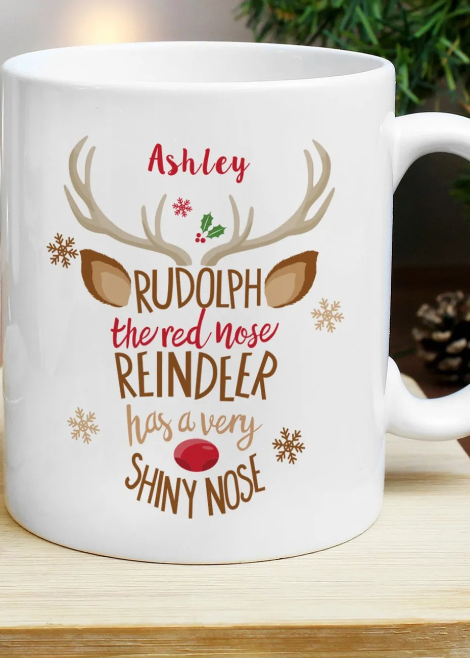 Personalised Memento Company White Rudolph the Red-Nosed Reindeer Mug