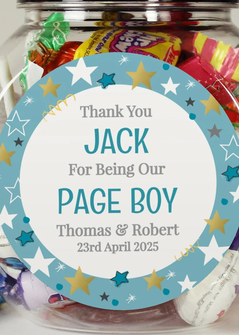 Personalised Memento Company Page Boy Sweet Jar