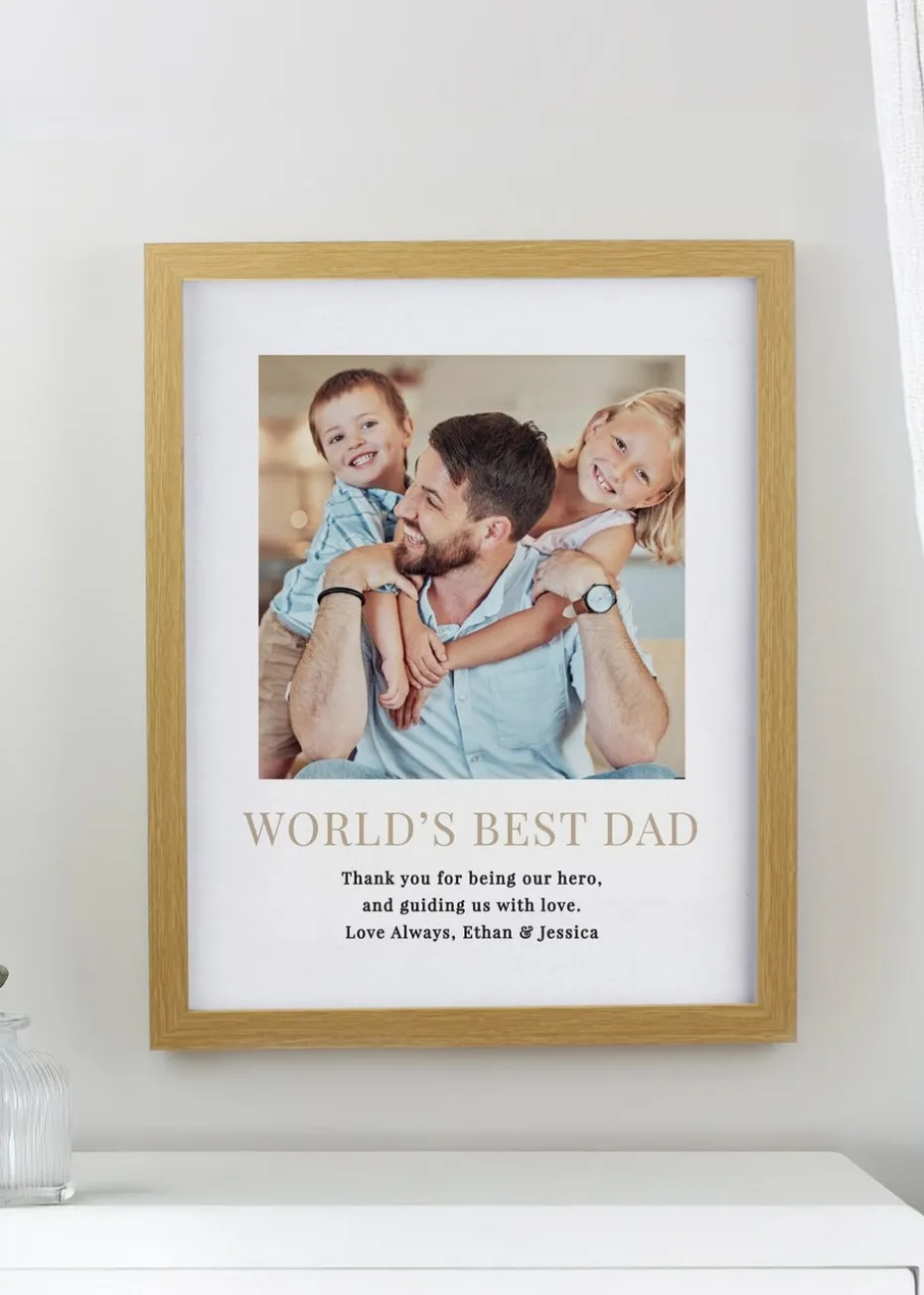 Personalised Memento Company White Square Photo Upload Oak Poster Frame
